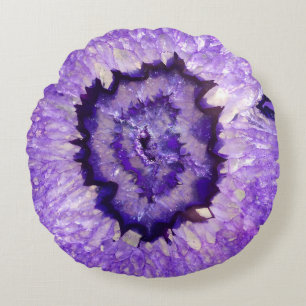 Falln Purple Agate Geode Round Cushion