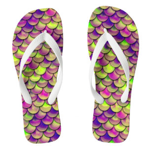Falln Purple and Green Scales Jandals