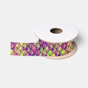 Falln Purple and Green Scales Satin Ribbon