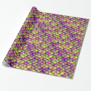 Falln Purple and Green Scales Wrapping Paper