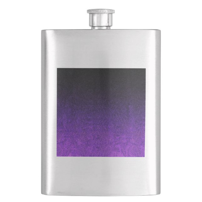 Falln Purple & Black Glitter Gradient Hip Flask (Front)
