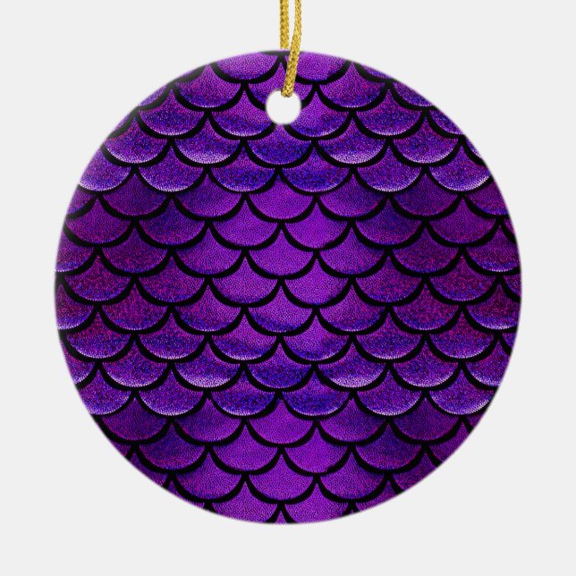Falln Purple & Blue Mermaid Scales Ceramic Tree Decoration (Front)