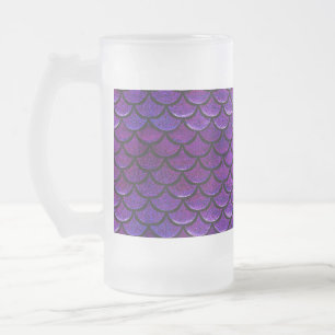 Falln Purple & Blue Mermaid Scales Frosted Glass Beer Mug