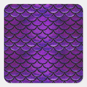 Falln Purple & Blue Mermaid Scales Square Sticker