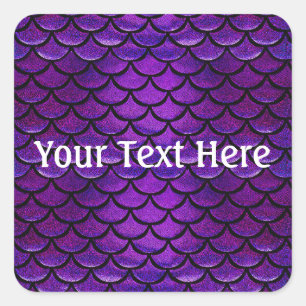 Falln Purple & Blue Mermaid Scales Square Sticker