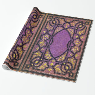 Falln Purple & Gold Vines Book Cover Wrapping Paper