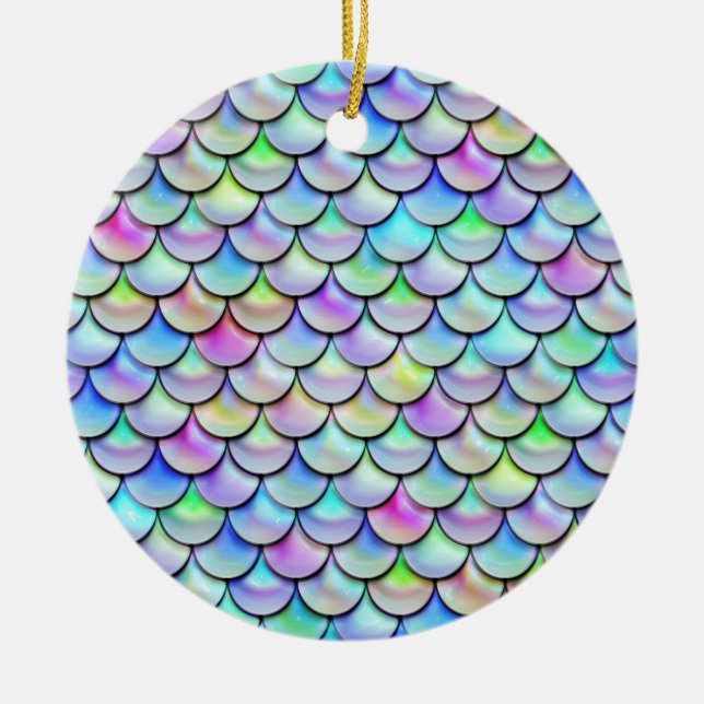 Falln Rainbow Bubble Mermaid Scales Ceramic Tree Decoration (Front)