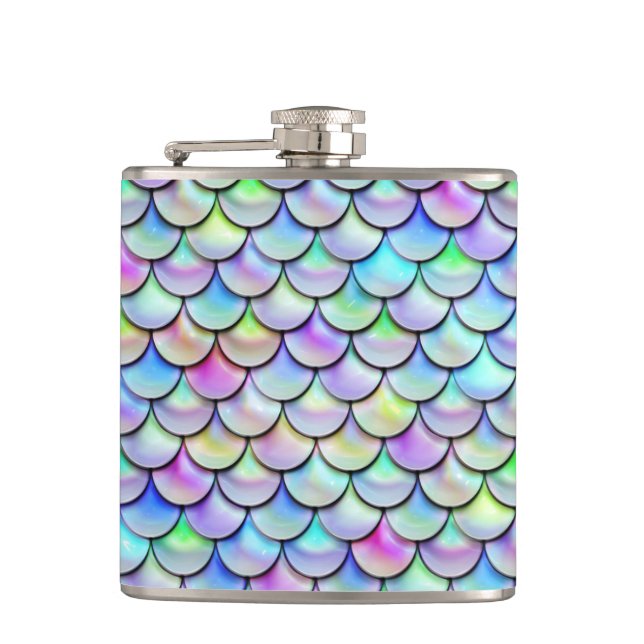 Falln Rainbow Bubble Mermaid Scales Hip Flask (Front)