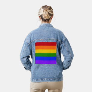 Falln Rainbow Gay Pride Flag Denim Jacket