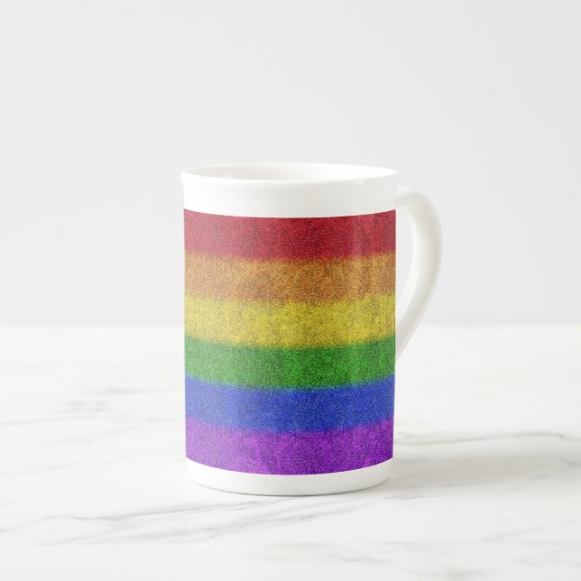 Falln Rainbow Glitter Gradient Bone China Mug (Front Right)