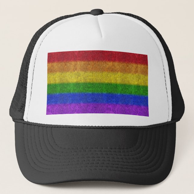Falln Rainbow Glitter Gradient Trucker Hat (Front)