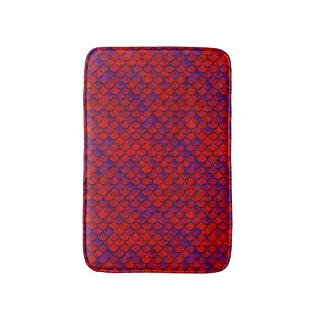Falln Red and Purple Scales Bath Mat (Front Vertical)