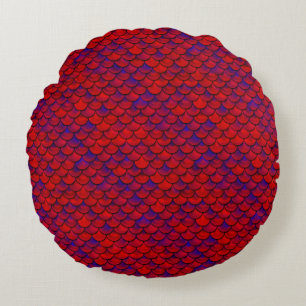 Falln Red and Purple Scales Round Cushion