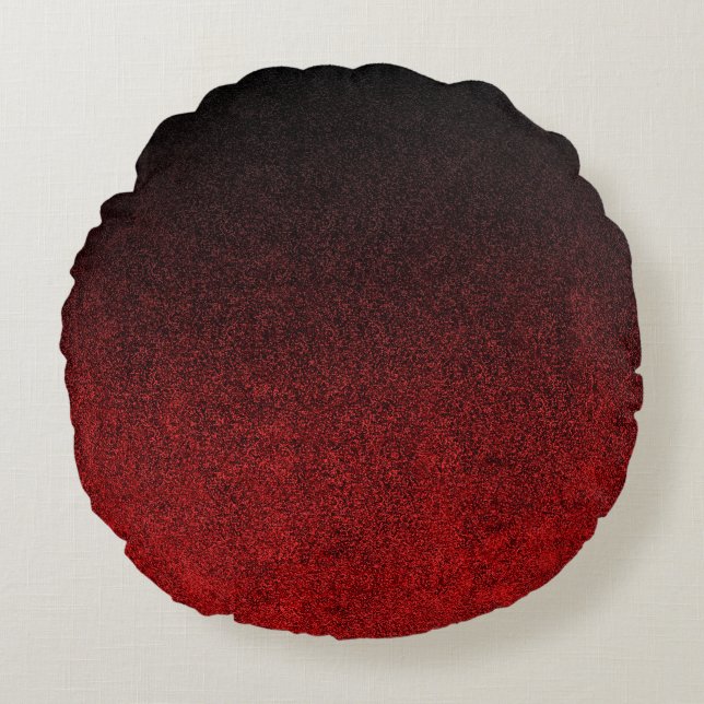 Falln Red & Black Glitter Gradient Round Cushion (Front)
