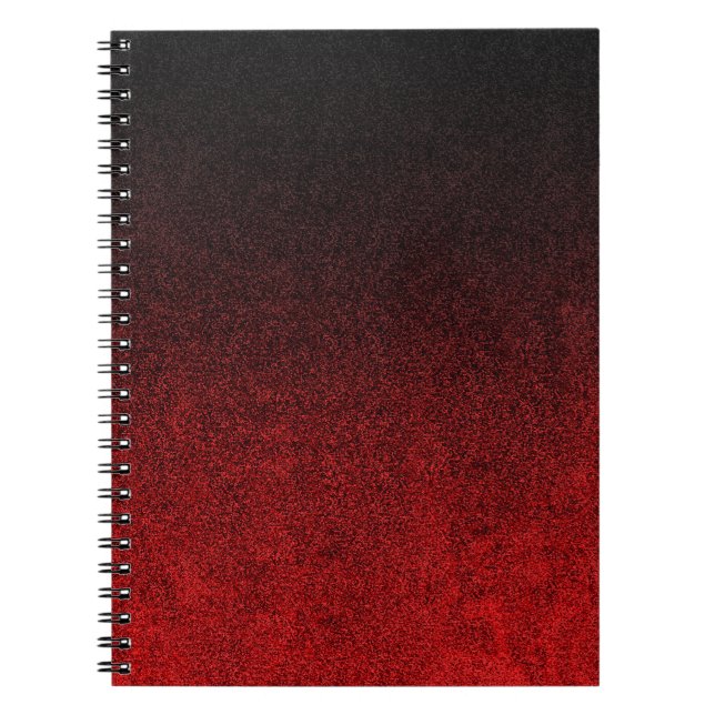 Falln Red & Black Glitter Gradient Spiral Notebook (Front)