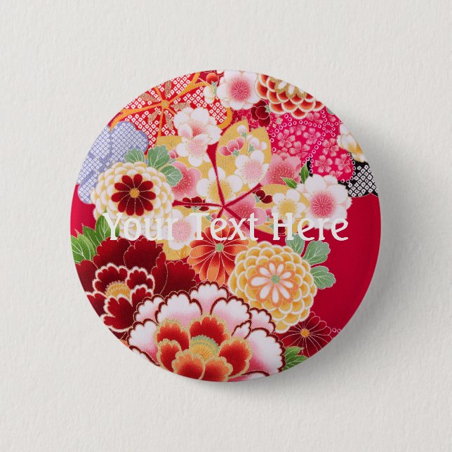 Falln Red Floral Burst 6 Cm Round Badge (Front)