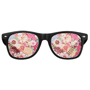 Falln Red Floral Burst Retro Sunglasses