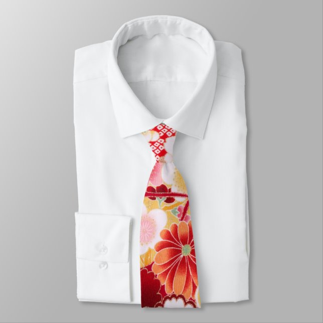 Falln Red Floral Burst Tie (Tied)