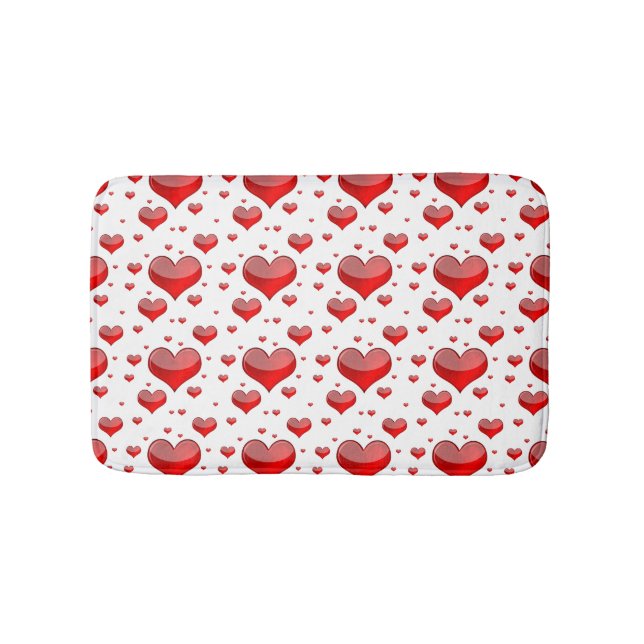 Falln Red Hearts (You Choose Background Colour!) Bath Mat (Front)