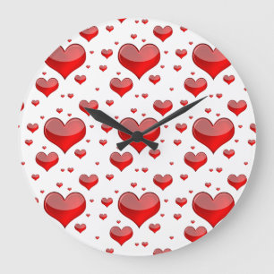 Falln Red Hearts (You Choose Background Colour!) Large Clock