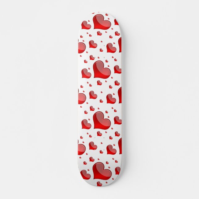 Falln Red Hearts (You Choose Background Colour!) Skateboard (Front)