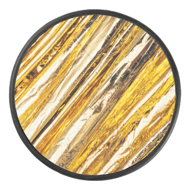 Falln Shimmering Gold Foil Hockey Puck (Front)
