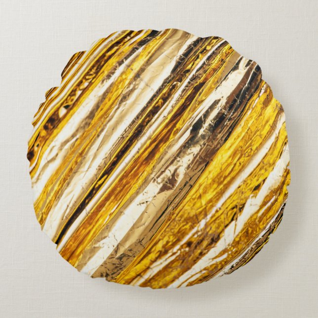 Falln Shimmering Gold Foil Round Cushion (Front)
