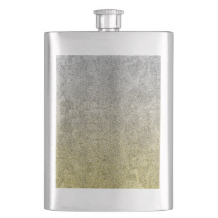 Falln Silver & Gold Glitter Gradient Hip Flask