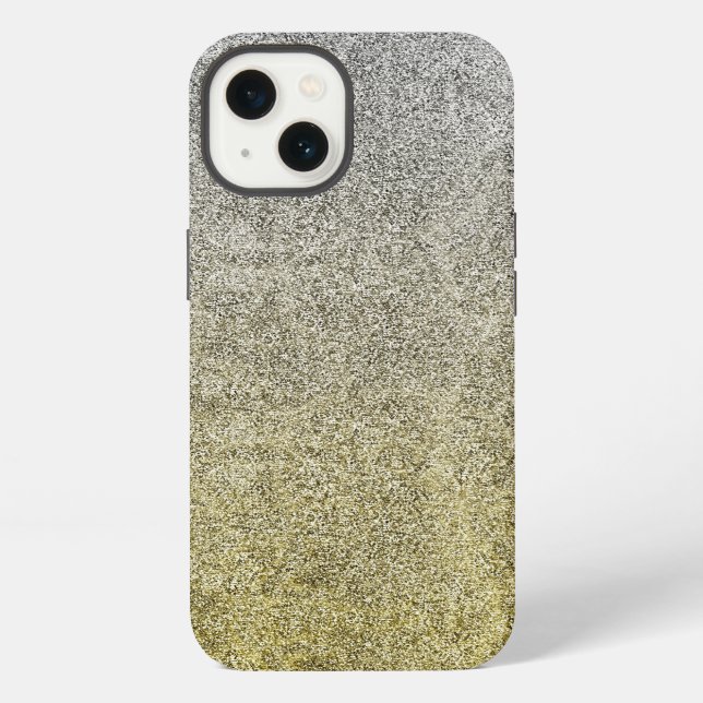 Falln Silver & Gold Glitter Gradient iPhone Case (Back)