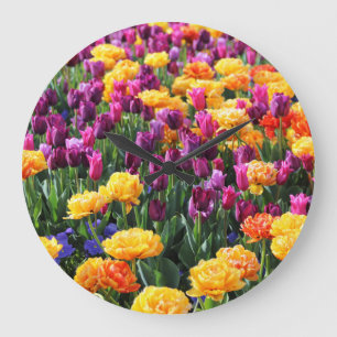 Falln Sunset Floral River Large Clock
