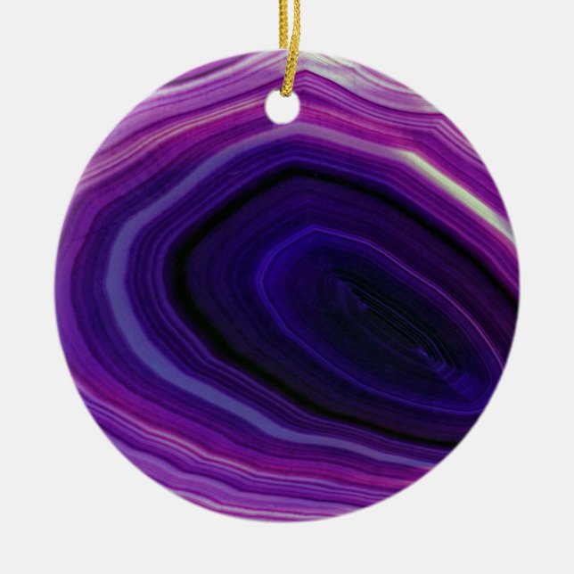 Falln Swirled Purple Geode Ceramic Tree Decoration (Front)
