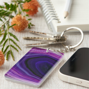 Falln Swirled Purple Geode Key Ring
