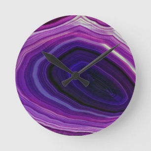 Falln Swirled Purple Geode Round Clock