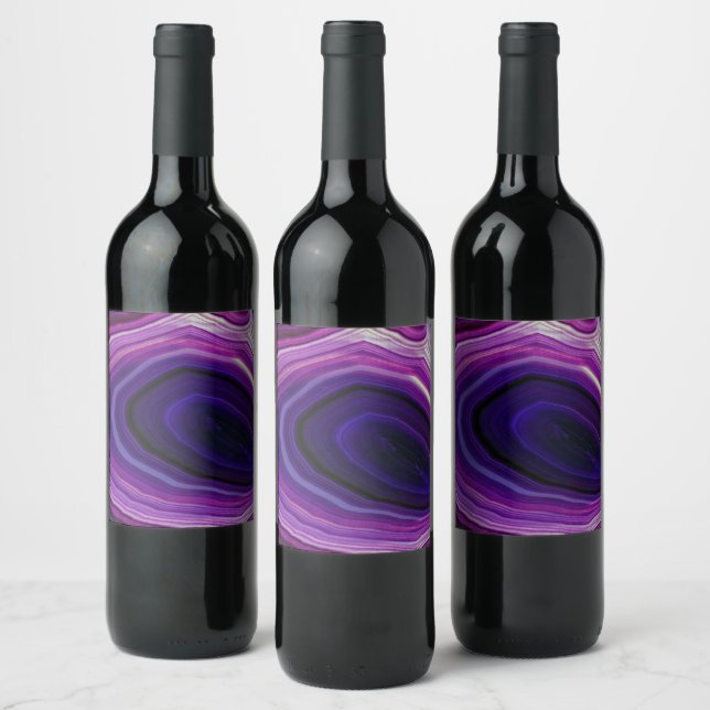 Falln Swirled Purple Geode Wine Label (Bottles)