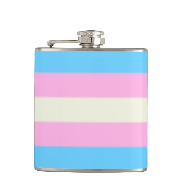 Falln Transgender Pride Flag Hip Flask (Front)