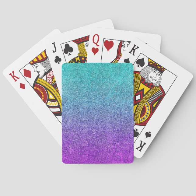 Falln Tropical Dusk Glitter Gradient Playing Cards (Back)
