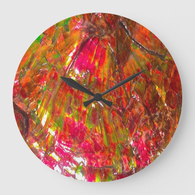 Falln Tropical Sunset Ammolite Large Clock (Front)