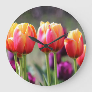 Falln Tulips Aflame Large Clock