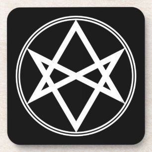 Falln Unicursal Hexagram White Coaster