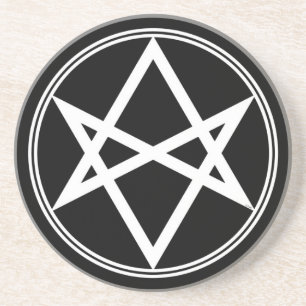 Falln Unicursal Hexagram White Coaster