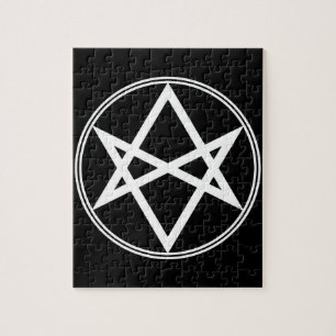 Falln Unicursal Hexagram White Jigsaw Puzzle