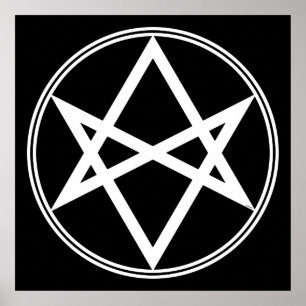 Falln Unicursal Hexagram White Poster