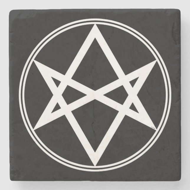 Falln Unicursal Hexagram White Stone Coaster (Front)