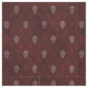 Falln Victorian Skulls Red Fabric