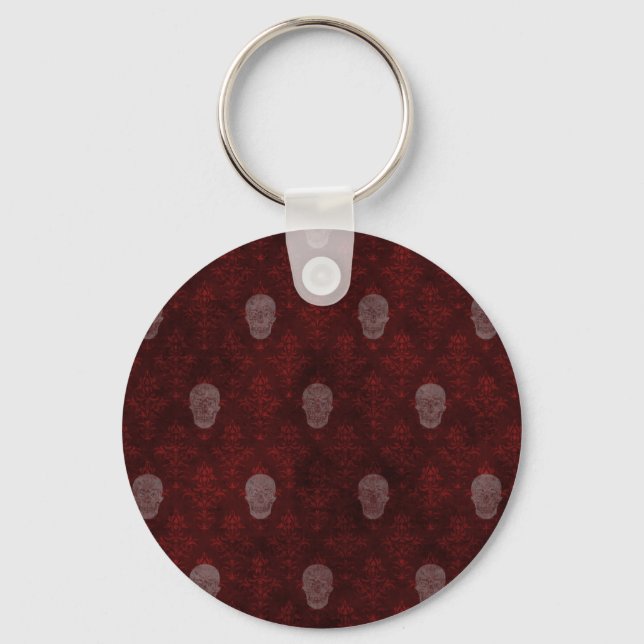 Falln Victorian Skulls Red Key Ring (Front)