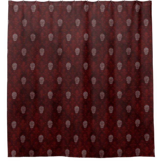 Falln Victorian Skulls Red Shower Curtain (Front)