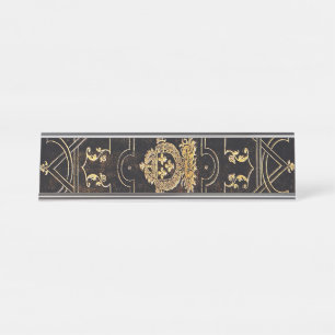 Falln Vintage Leather and Gold Desk Name Plate