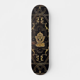 Falln Vintage Leather and Gold Skateboard