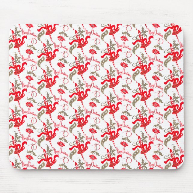 Falln Vintage Merry Christmas Candles Mouse Pad (Front)