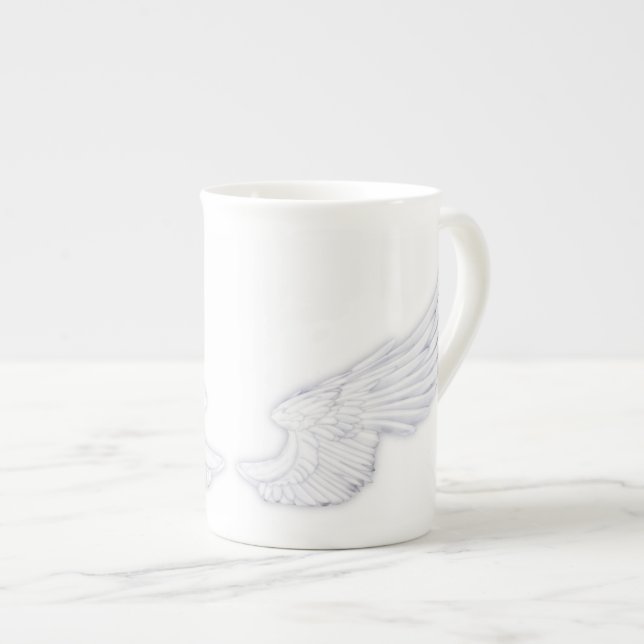 Falln White Angel Wings Bone China Mug (Front Right)